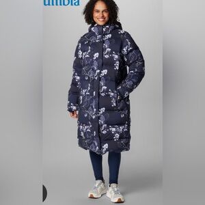 NWT Columbia Boundless days printed floral long down puffer coat. Size M